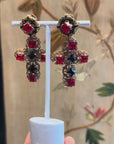 Rare red openwork cross dangly clips