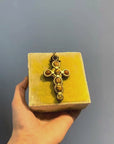 Artistic handmade brown and golden cross pendant