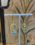Handmade Italian gilded silver and topaz earrings