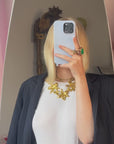 Golden orchid necklace