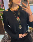 Up-cycled skull red and green pendant with chain