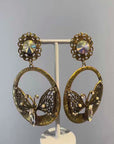 Golden openwork butterfly dangly earrings