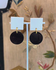 “Celine” black and white dangly clips