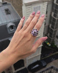 Oversize amethyst flower silver ring