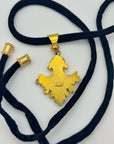 Prevost Black Velvet and Gilded Leaf Necklace
