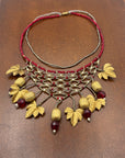 Renaissance-Style Leaf Necklace, Pearls and Golden Metal, 1980s