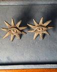 Scooter Sun and Eye Clip-On Earrings in Silvery galvanized resin
