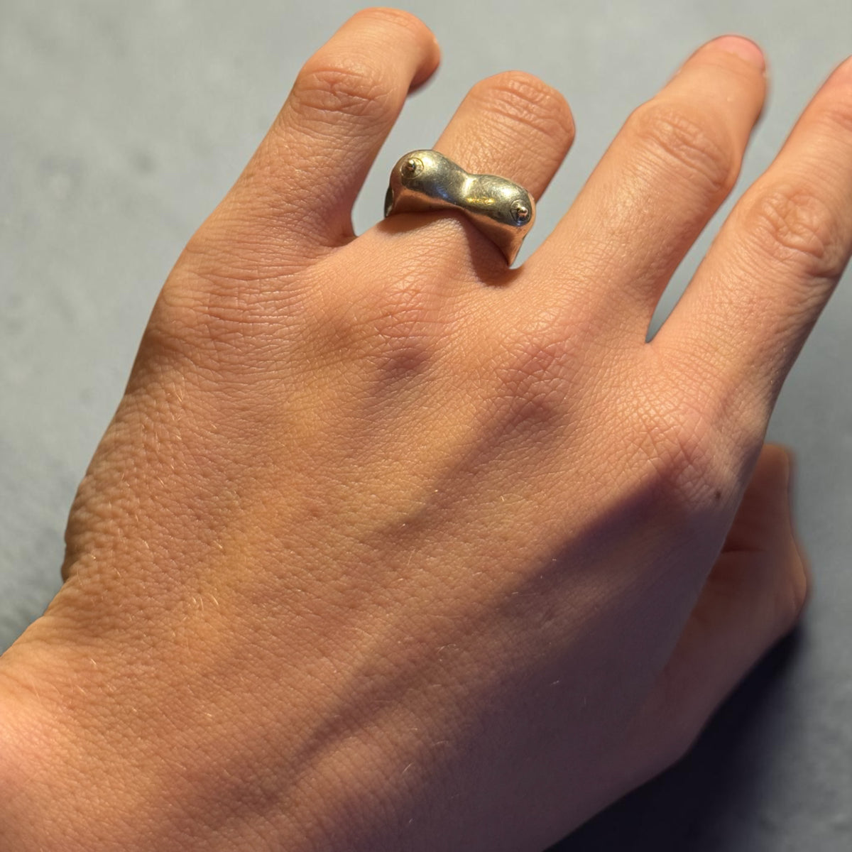 Sculptural Silver Bust Ring, 1980s