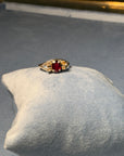 Silver Ring with Garnet and Moissanites