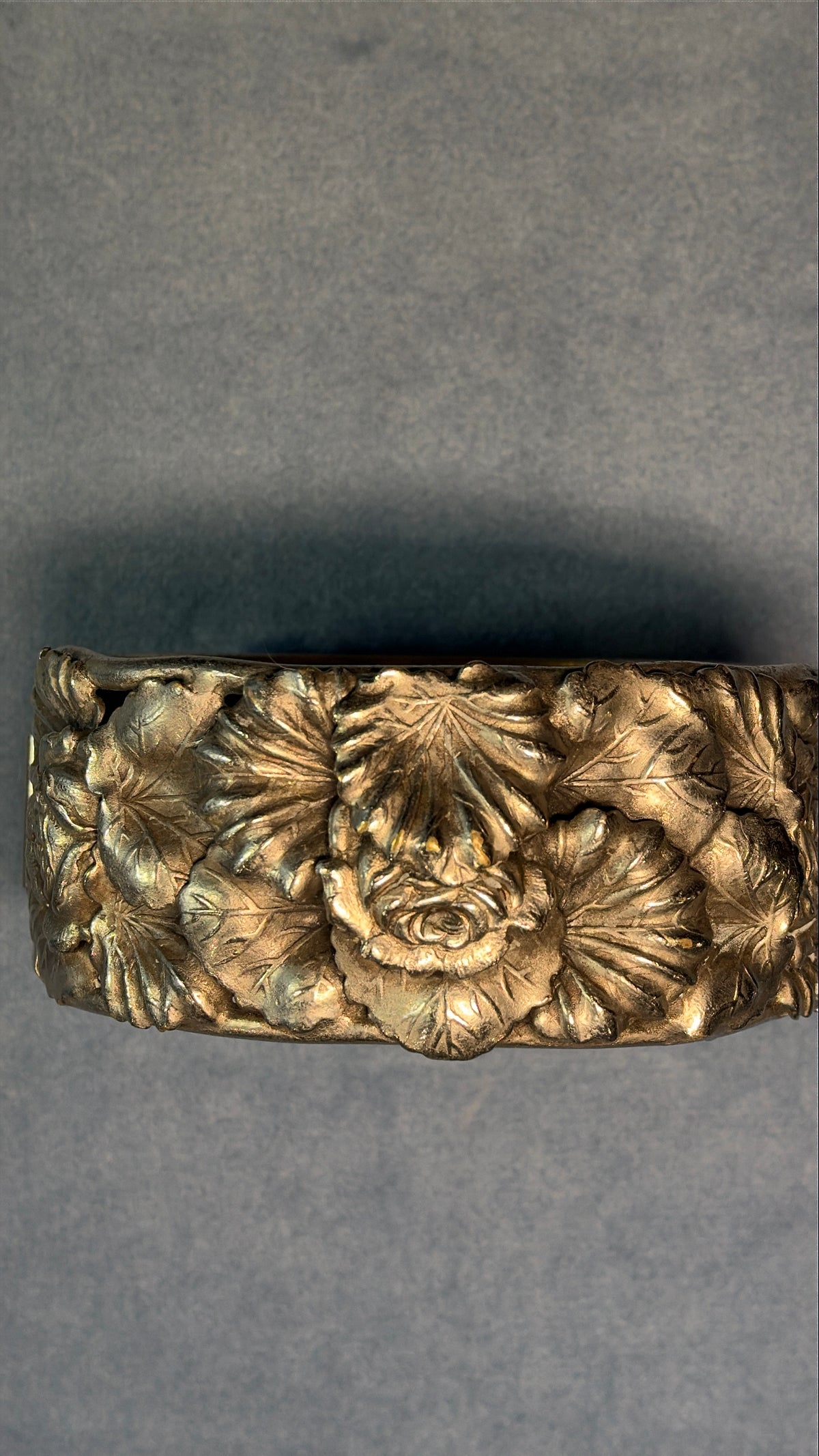 Silvery Metal Floral Cuff Bracelet