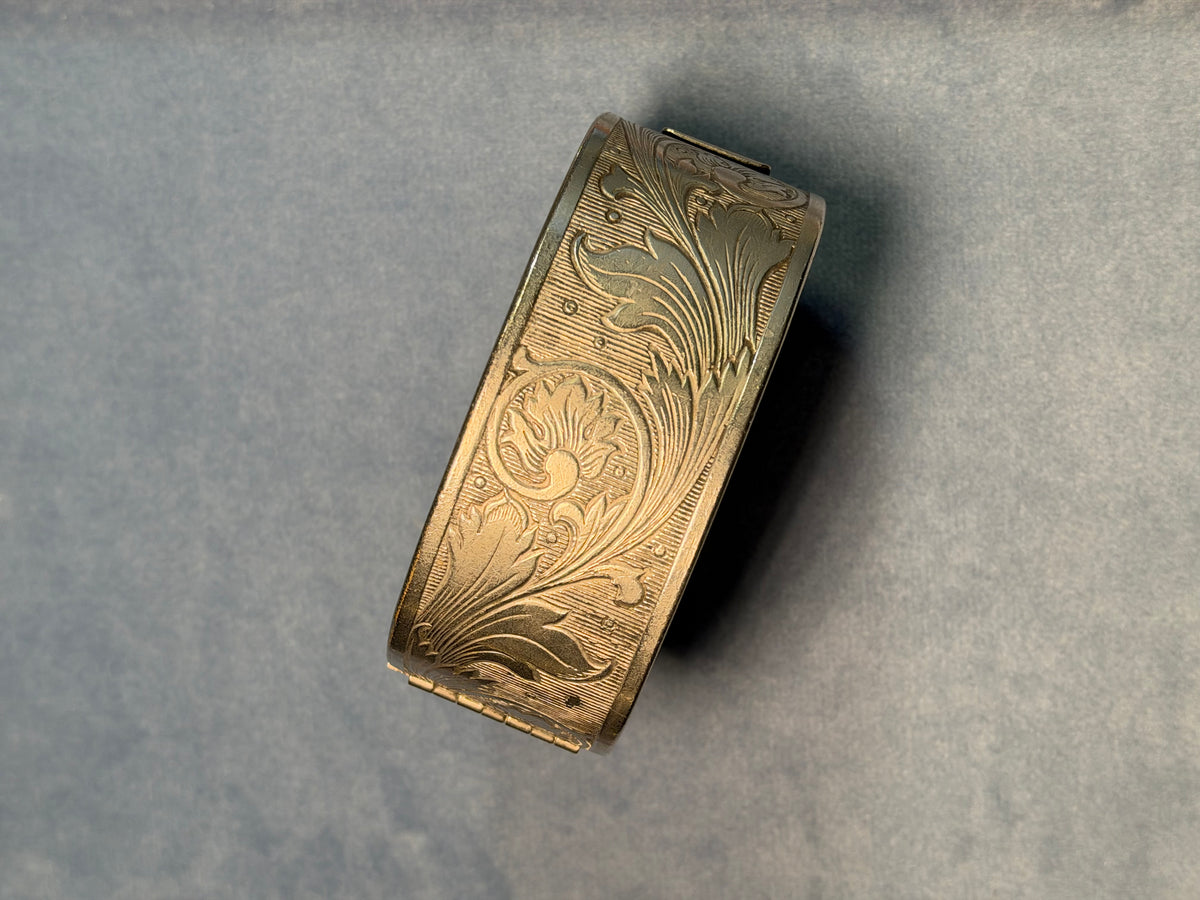 Silvery Metal Floral Cuff Bracelet