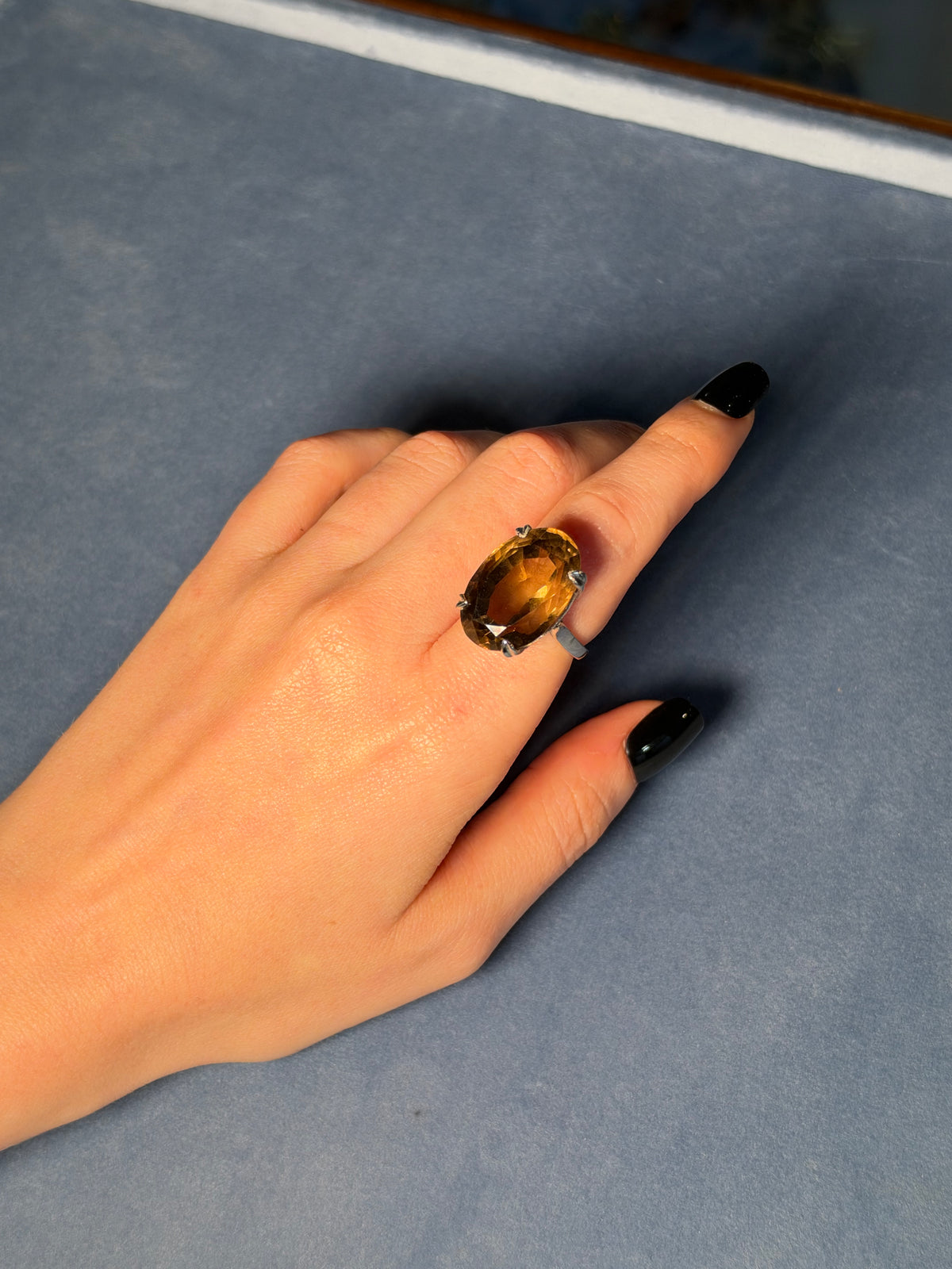 Smoky Quartz Oval Silver Ring