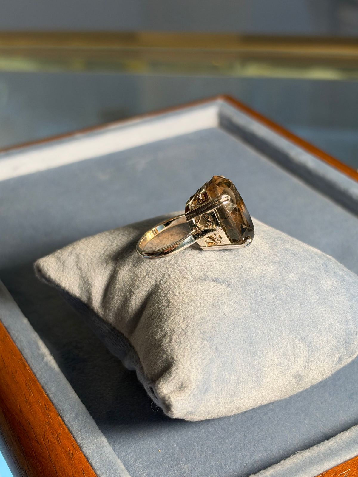 Smoky Quartz Oval Silver Ring