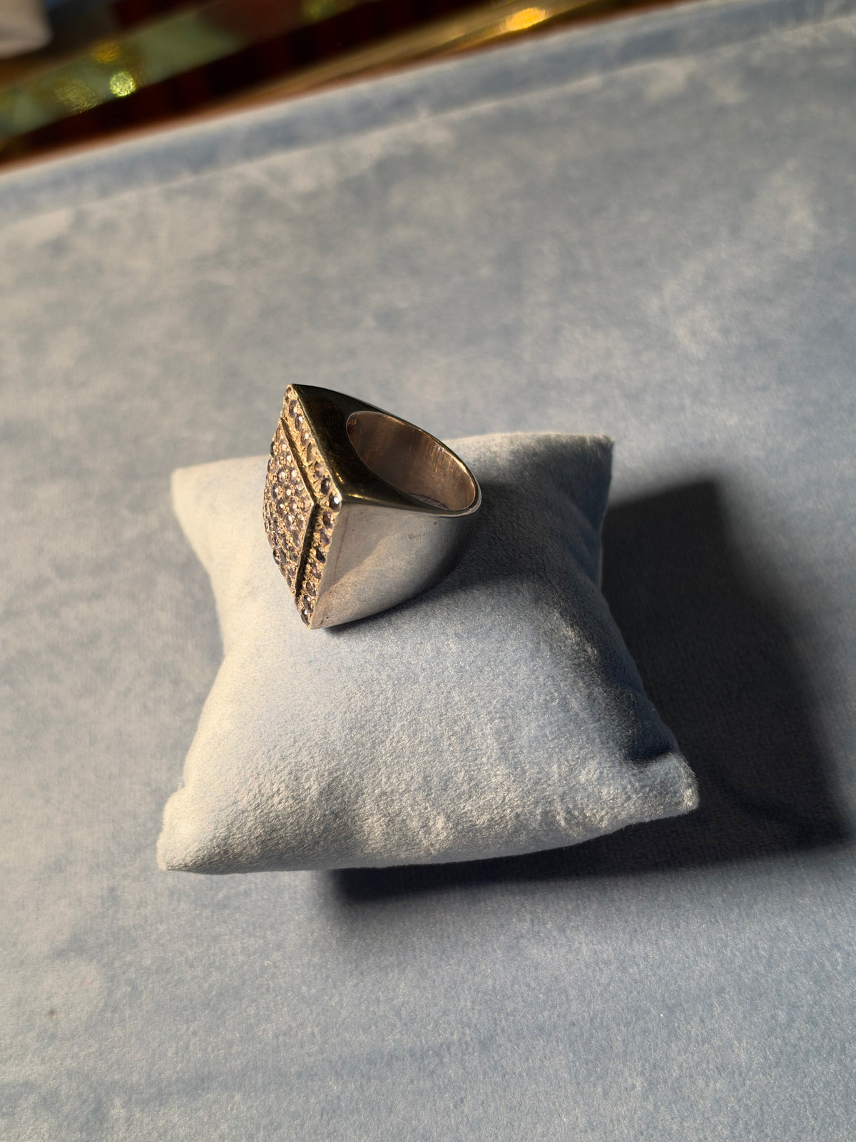 Statement square purple iolite ring