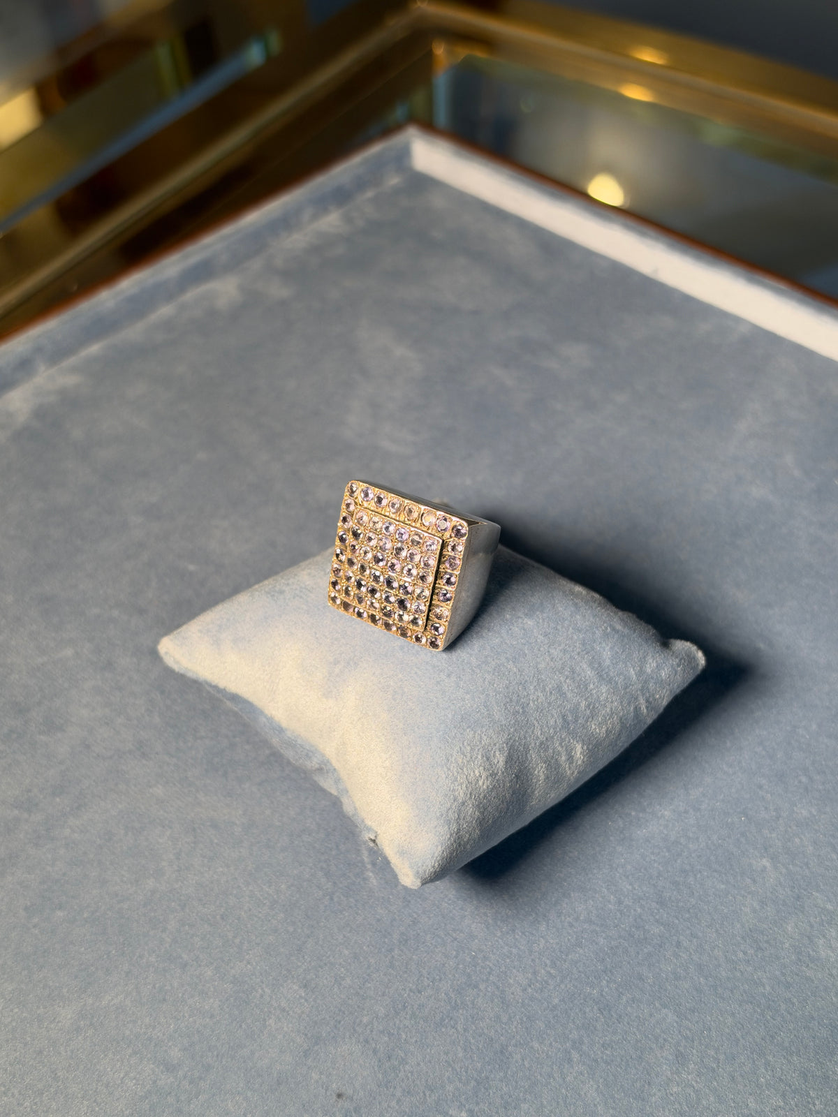 Statement square purple iolite ring