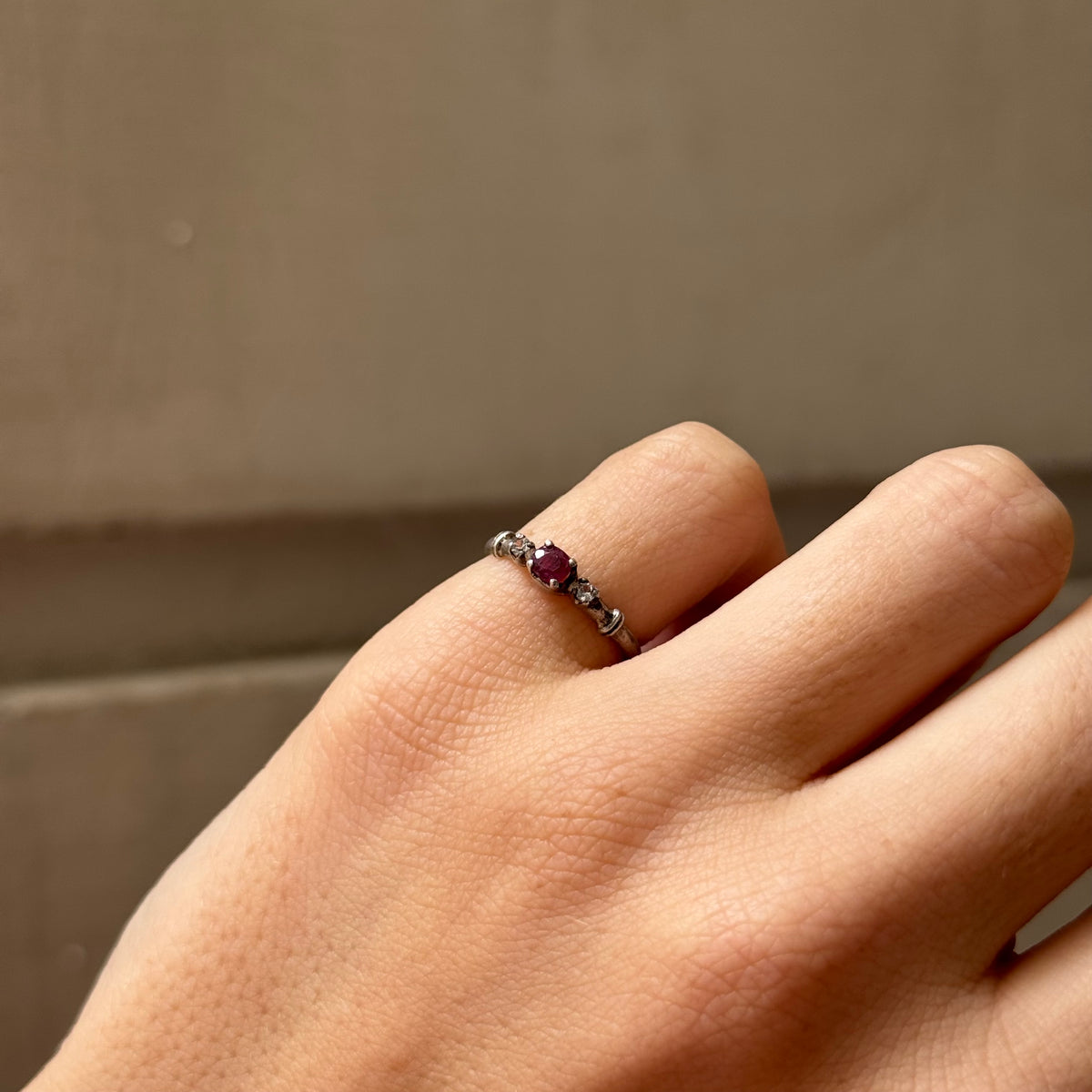 Trilogy Ring, Ruby, Topaz and Silver.