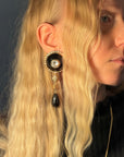 Valentino 1980s Black Glass Statement Clip-On Earrings