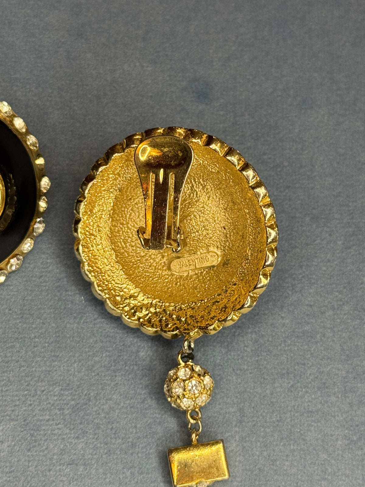 Valentino clip-on earrings, black glass, 1980s
