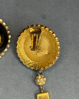 Valentino clip-on earrings, black glass, 1980s